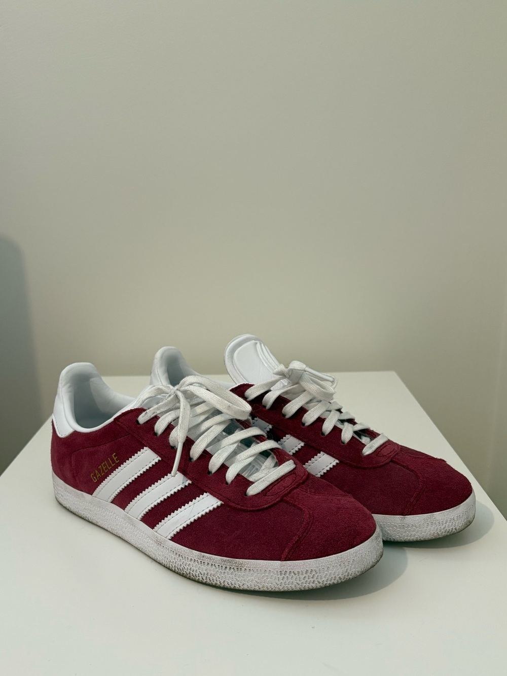 adidas Gazelle Men's Suede Sneakers in Burgundy and White